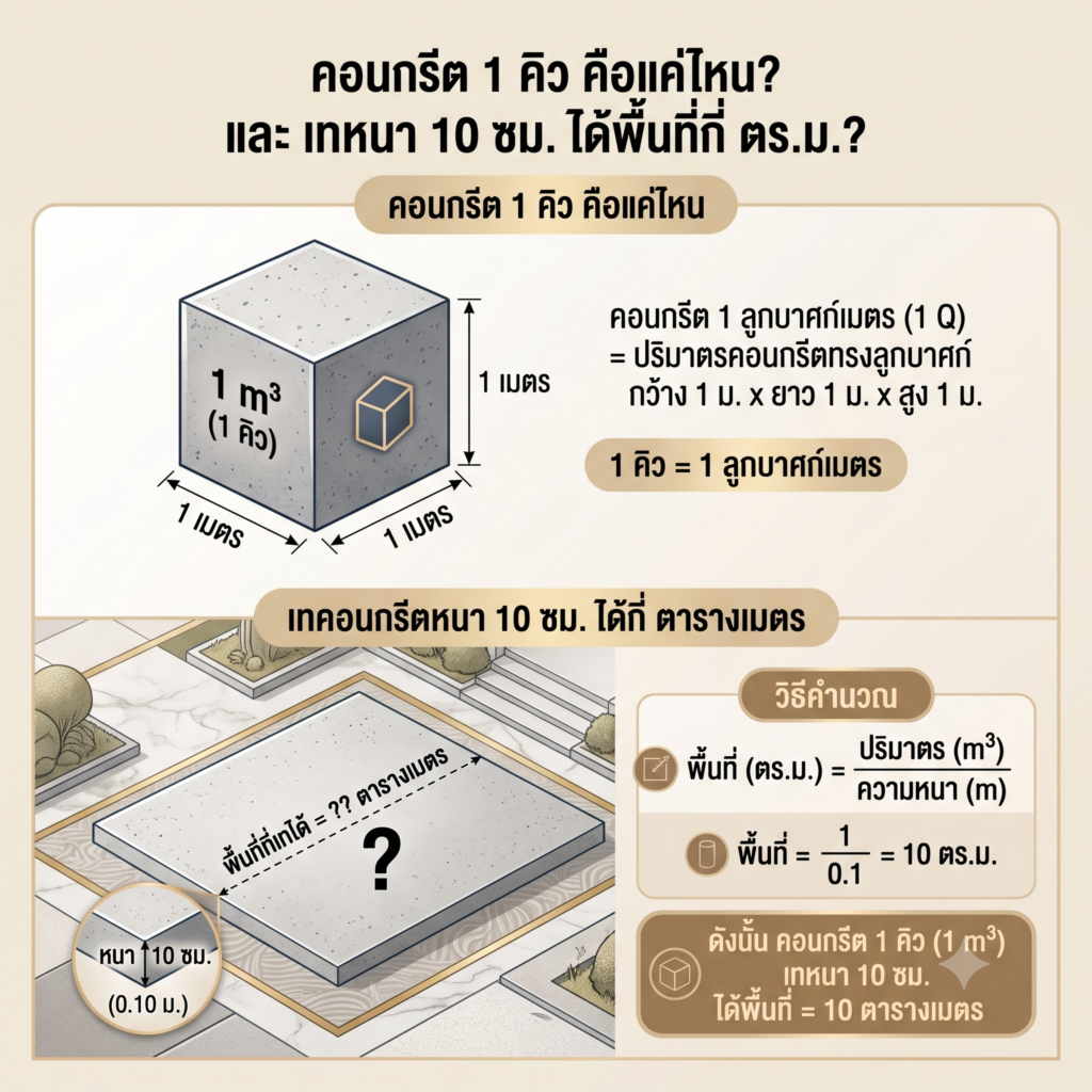 ปูน 1 คิวเทได้กี่ตารางเมตร